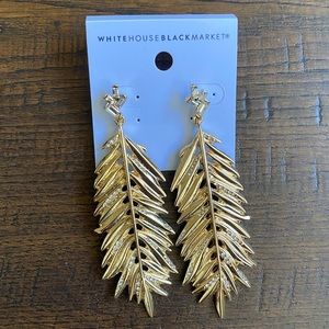 NWT WHBM gold leaf statement earrings
